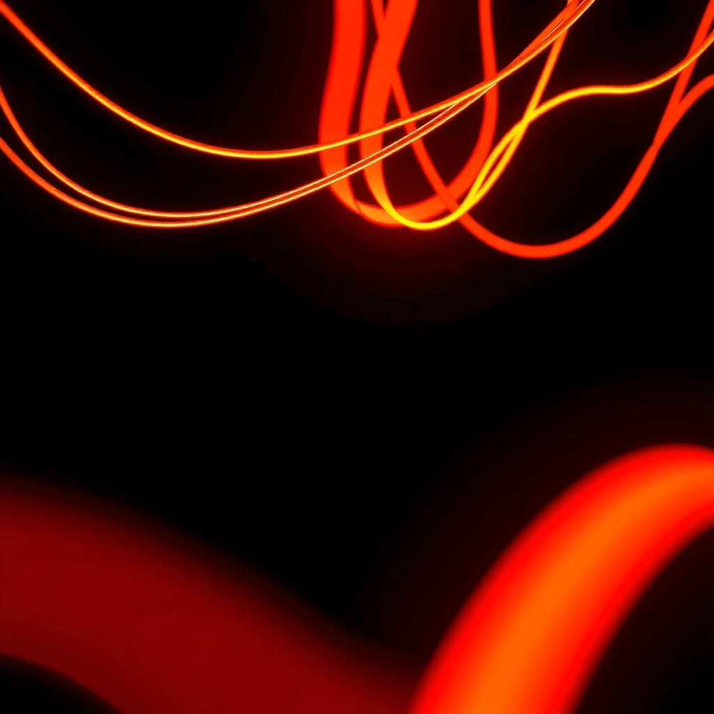 Fiber optic cables glowing in darkness